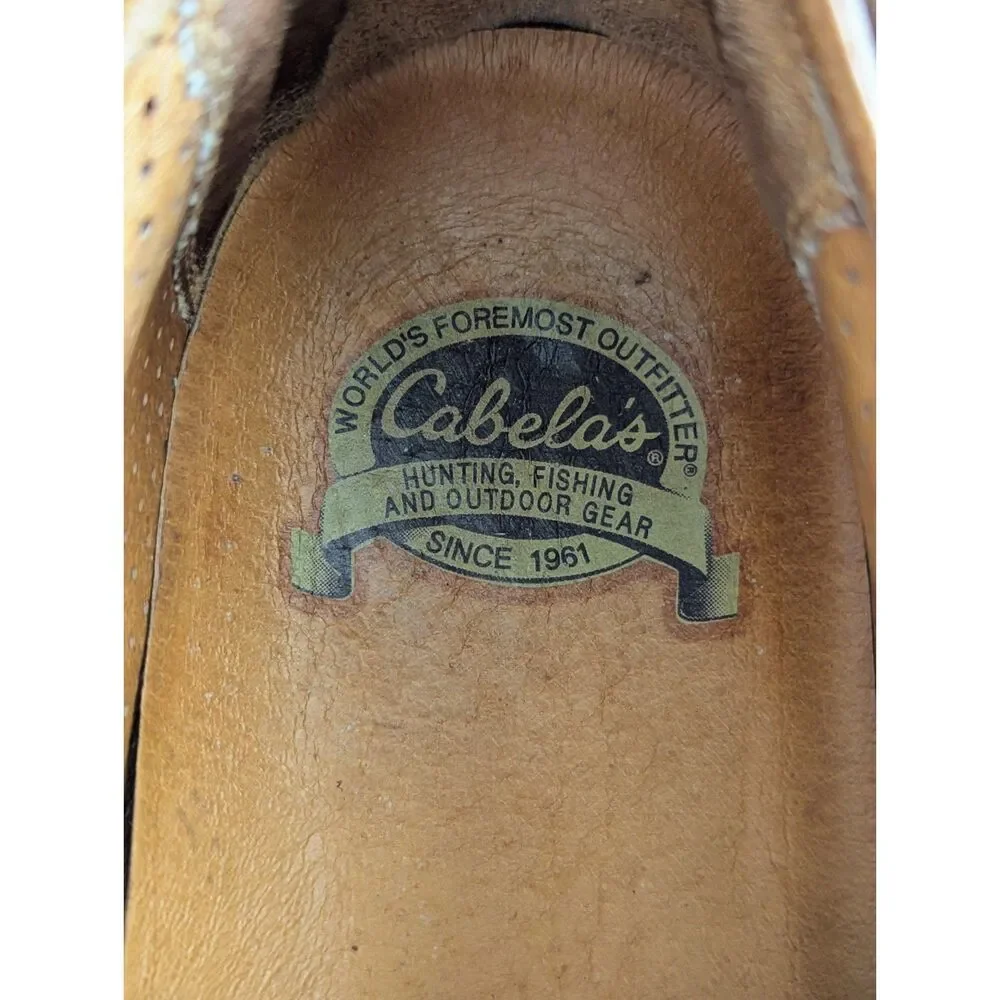 Vtg Cabela's Brown Leather Tassle Boat Slip On 82-4789 Shoes Sz 10EE